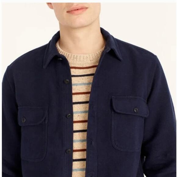 J. Crew Heavyweight Chamois Workshirt Utility 100% Cotton Navy Blue NWT Medium - Picture 3 of 10